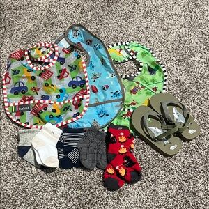 Baby Boy Bib, Socks, and Sandal Bundle